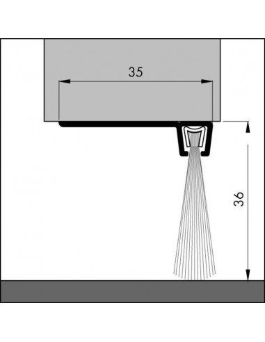 Bas de porte en aluminium avec brosse IBS 90°-36