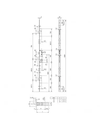 Serrure 3 Points Performa Iseo Têtière Plate