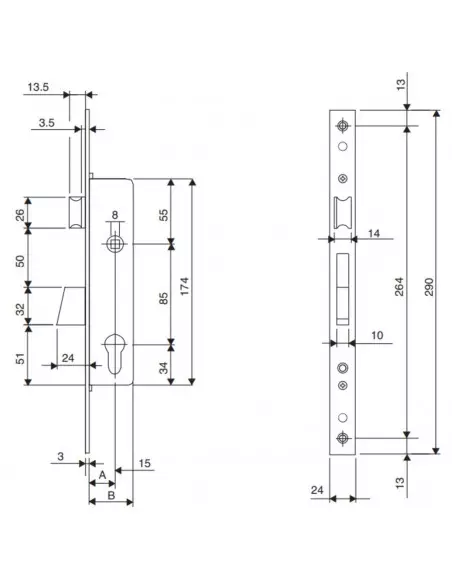Monopoint À Larder Profil Étroit Iseo Pêne Dormant Demi-Tour Electra
