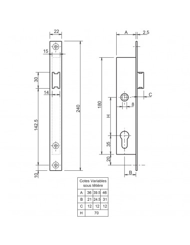Serrure Monopoint À Larder Profil Étroit Bec De...