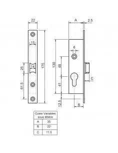 Serrure Monopoint À Larder Profil Étroit Pêne Demi-Tour... 2