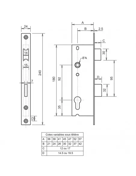 Serrure Monopoint À Larder Metalux Profil Étroit Pêne Dormant Demi-Tour Série 780