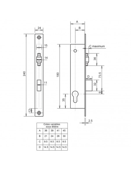 Serrure Monopoint À Larder Profil Étroit Metalux Pêne Dormant Et Rouleau Série 880