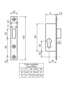 Serrure Monopoint À Larder Profil Étroit Metalux Pêne... 2