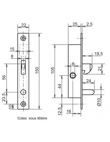 Monopoint À Larder Profil Étroit Metalux À Mentonnet Petit Coffre Série 24