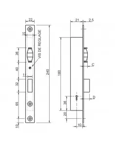 Serrure Monopoint À Larder Profil Étroit Pêne Dormant Et... 2