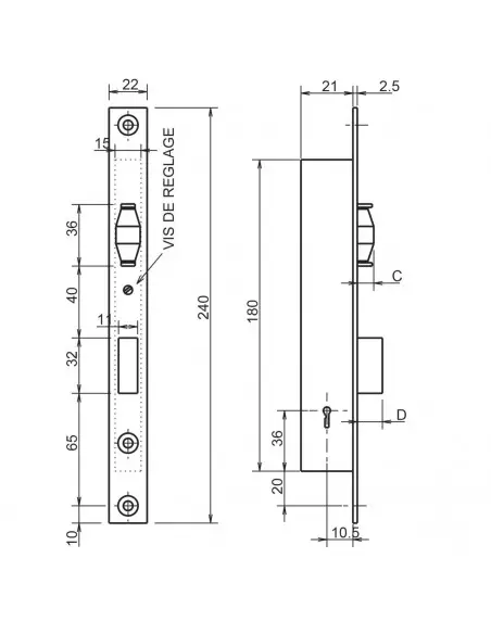 Serrure Monopoint À Larder Profil Étroit Pêne Dormant Et Rouleau Metalux Série 4