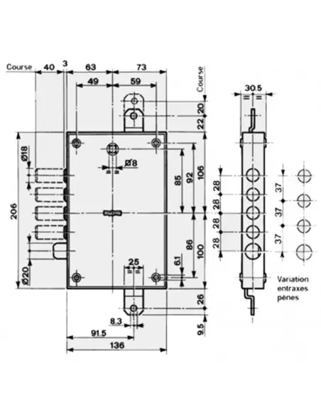 Serrure 3 Points Mottura À Larder