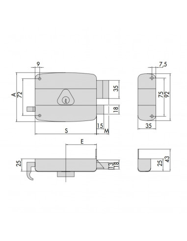 Serrure Monopoint En Applique Cisa Horizontale...