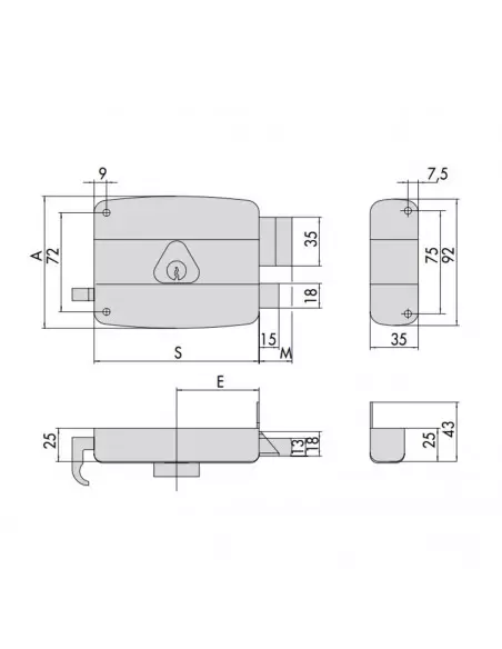 Serrure Monopoint En Applique Cisa Horizontale À Tirage