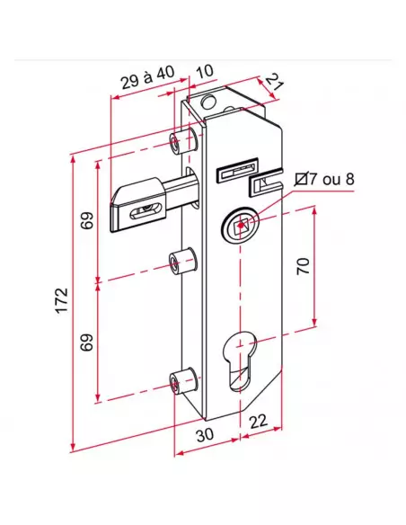 Serrure De Portail À Encastrer Tirard Série Gj