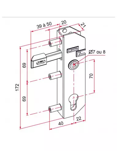 Serrure De Portail À Encastrer Tirard Série Gj