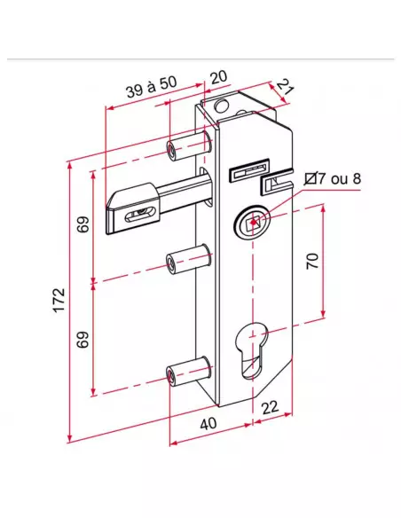 Serrure De Portail À Encastrer Tirard Série Gj