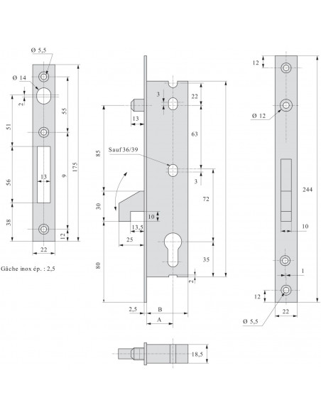Monopoint À Larder Stremler Assa Abloy À Pêne Crochet