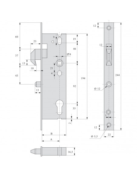 Monopoint À Larder Stremler Assa Abloy À Pêne Mentonnet