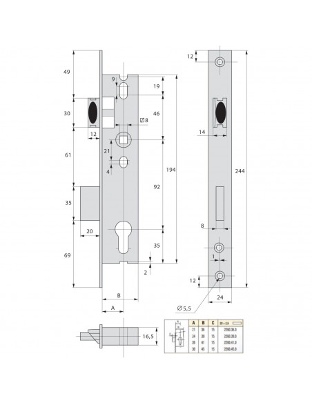 Monopoint À Larder Stremler Assa Abloy Pêne Dormant Demi-Tour