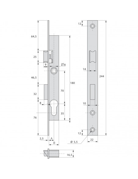 Monopoint À Larder Stremler Assa Abloy Pêne Dormant Demi-Tour Série 2460