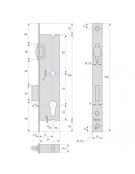 Monopoint À Larder Stremler Assa Abloy Pêne Dormant Et Rouleau