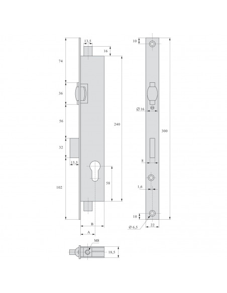 Serrure À Larder 3 Points Stremler Assa Abloy Pêne Dormant Et Rouleau Série 2274ti