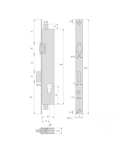 Serrure À Larder 3 Points Stremler Assa Abloy Pêne Dormant Et Rouleau Série 2274ti