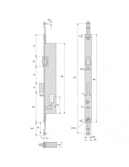 Serrure À Larder 3 Points Stremler Assa Abloy Pêne Dormant Et Rouleau Série 2274ti