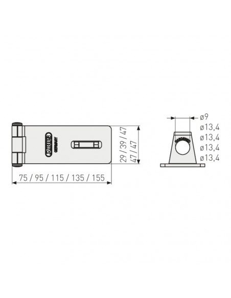 Porte Cadenas Abus 95 Mm - 5 Pièces