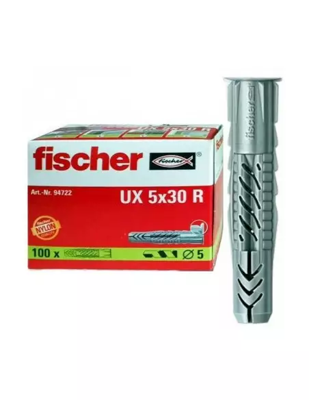 Boite Cheville multi-matériaux Ux 5 X 30 R Fischer Avec Collerette-100/Bte