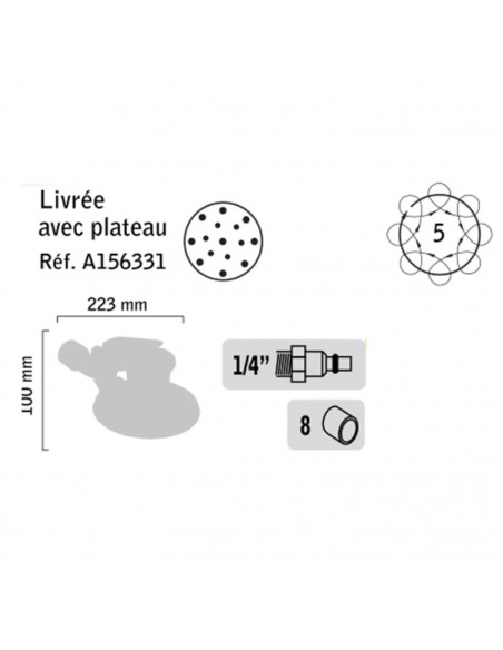 Ponceuse Orbitale Pneumatique Général Pneumatic Gp4643