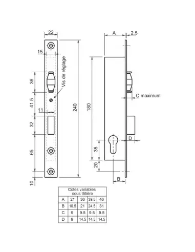 Serrure Monopoint À Larder Profil Étroit...