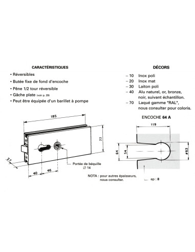 Serrure De Milieu 9045-9043-9044 Metalux