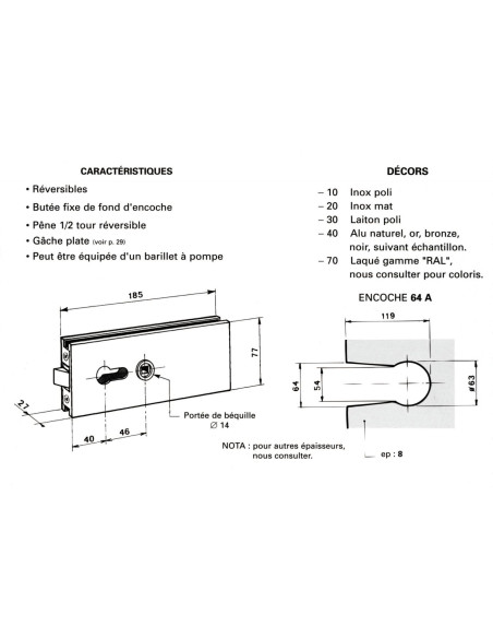 Serrure De Milieu 9045-9043-9044 Metalux