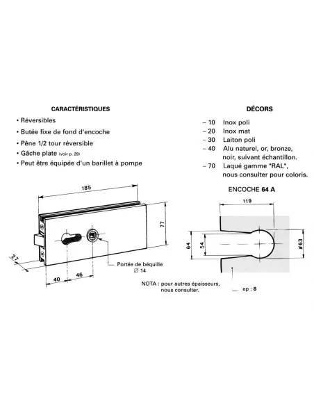 Serrure De Milieu 9045-9043-9044 Metalux