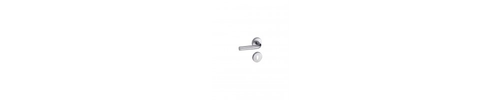 Catégorie Garnitures inox - Double clés : HERACLES  Béquille double inox sur rosace , HERACLES  Ensemble sur plaques in...